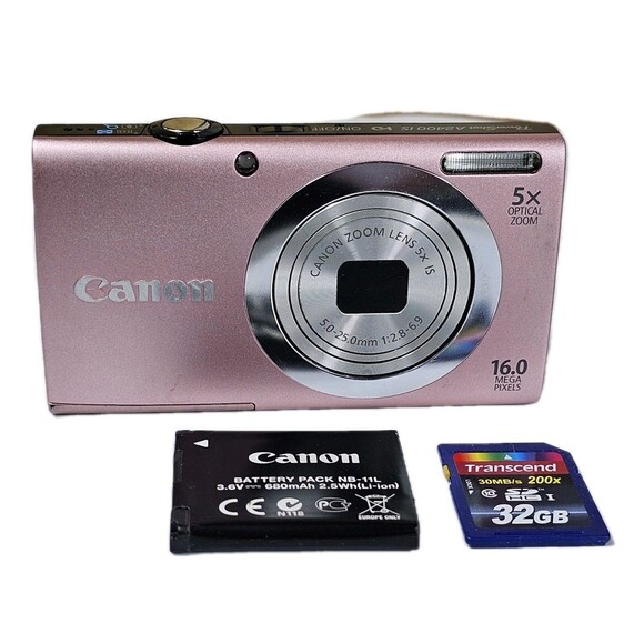 Canon PowerShot A2400 IS 16.0MP Digital Camera Pink 5x Zoom, 32GB SD Card Tested - Picture 1 of 13